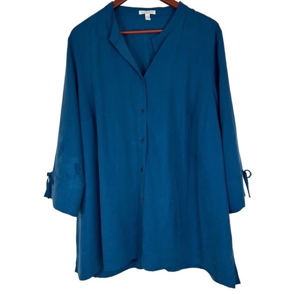 Eileen Fisher Tops - Eileen Fisher Blue Button Down Shirt with Notched Collar